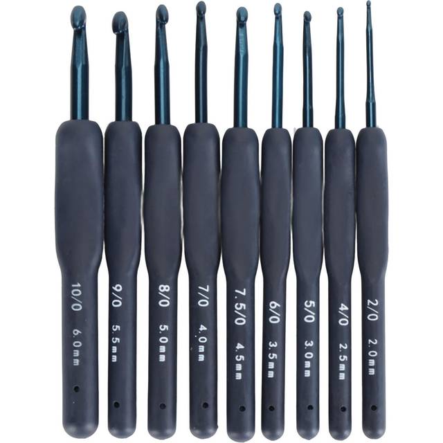 9Pcs Crochet Hooks Set Ergonomic Soft Grip Smooth Needles for Beginners Arthritic Hands Blue