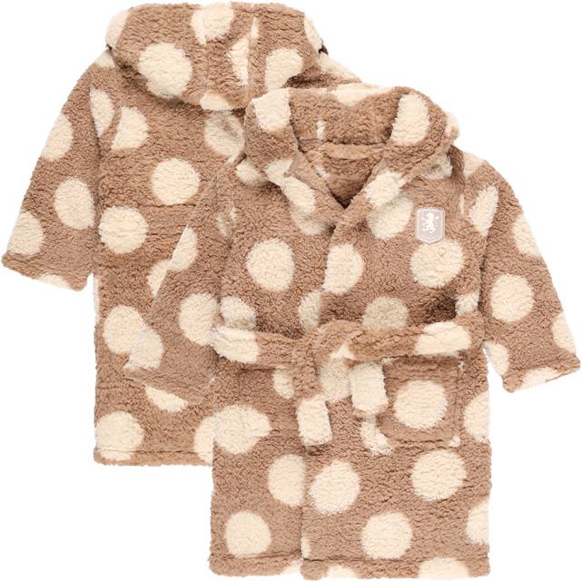Aston Villa Polka Dot Fleece Hooded Robe - Beige - Girls