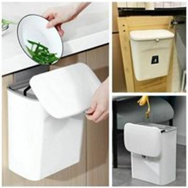 Rose - Sealed Indoor Kitchen Compost Bin with Lid for Food Waste, Small Kitchen Trash Can with Lid, Hanging Bin for Kitchen Cabinet Door or Under