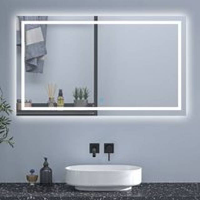 Sky Bathroom - Wall-mounted led Mirror with Anti-Fog Technology & Smart Memory led Lighting–Dimmable white Color,IP44 Waterproof Design,140x70cm