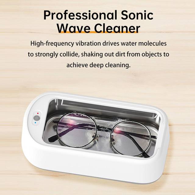 Sonic Wave Jewelry Cleaner 48kHz Professional Cleaner Machine with One Button Control 2-Level Timer US Plug grå färg