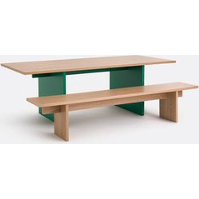 Rectangular Dining Table with 8 Place Settings, Deling - Oak/Green - 8 People