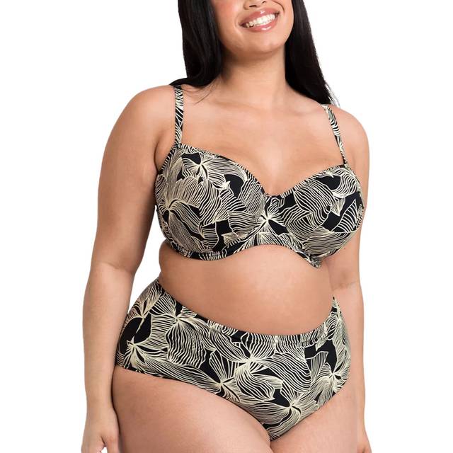 Curvy Kate Ripple Reef Padded Underwired Balcony Bikini Top, Black
