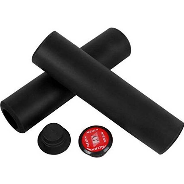 1Pair Handlebar Grips, Silica Gel Bike Handle Grip Bicycle Handlebar Cover Cycling Accessory with Bar Ends(Black)