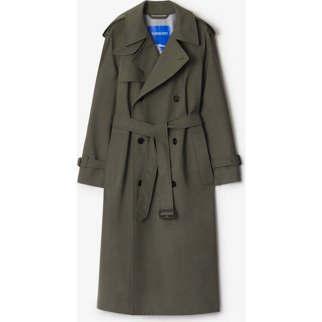 Burberry Long Stretch Wool Trench Coat - Green - 04