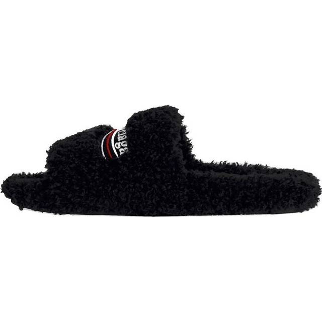 (WMNS) Balenciaga Furry Slides 'Black' 654261W2DO11096 - Black/White/Red