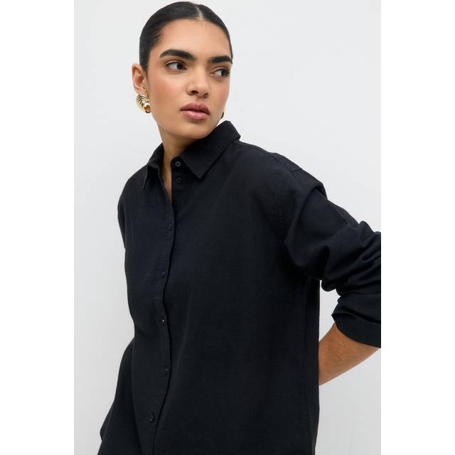Gina Tricot - Linneskjorta Linen Blend Shirt - Svart