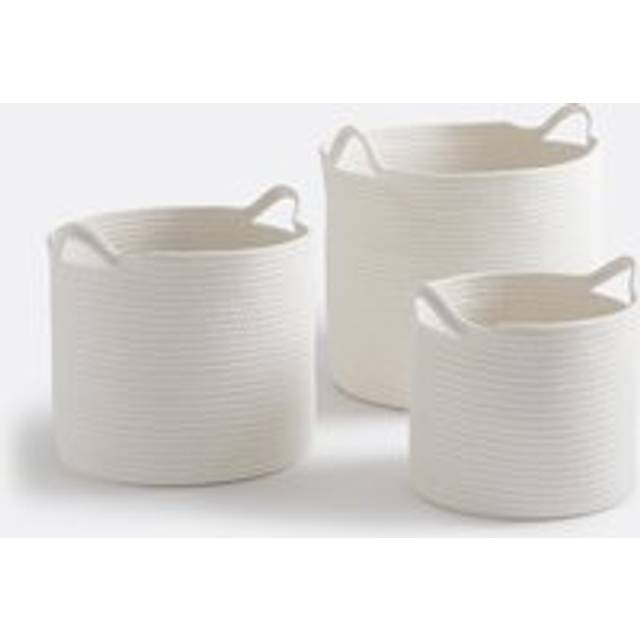 Round Baskets with Handles, Set of 3, Kesia - ecru - ONE SIZE