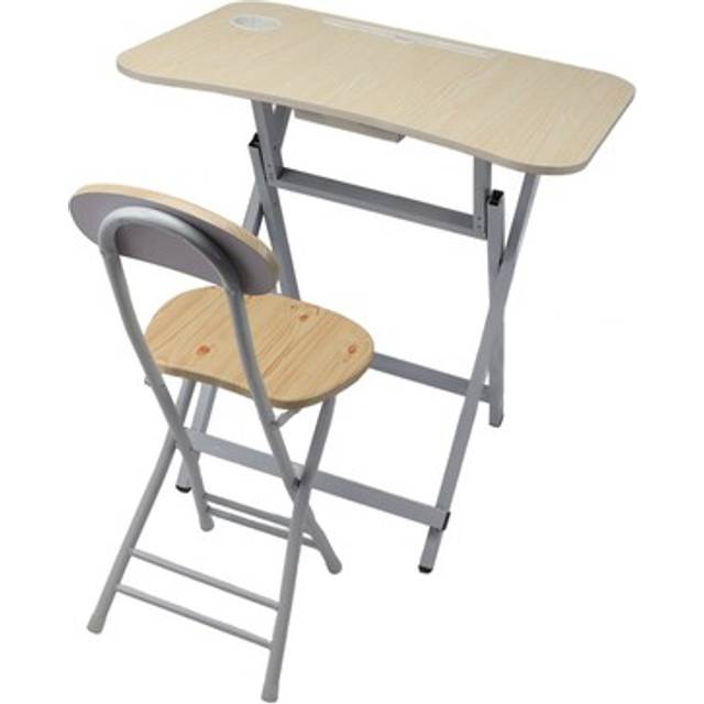 Folding simple desks and chairs with cup slot drawer reading shelf simple part