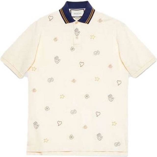 Gucci Logo Embroidered Cotton Short-Sleeved Polo Shirt For Men White 625320-XJCNY-9247 - Ivory