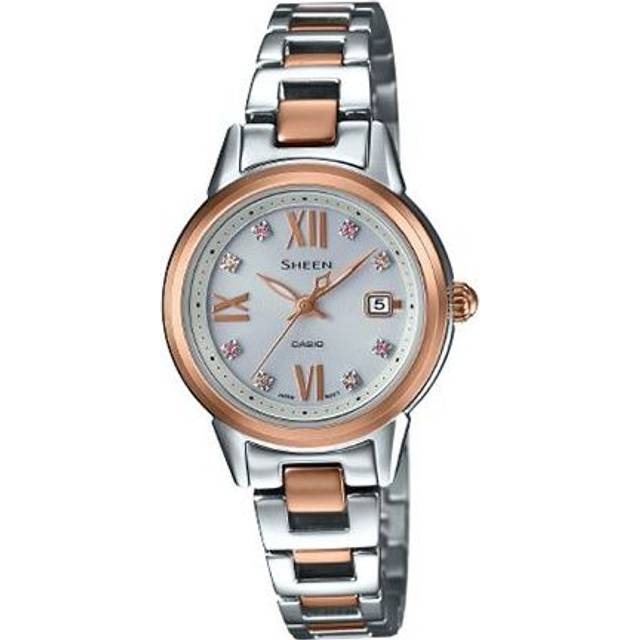 CASIO SHEEN Sapphire Crystal Stainless Steel Strap Quartz Waterproof Solar Powered Silver Analog - SILVER - Free