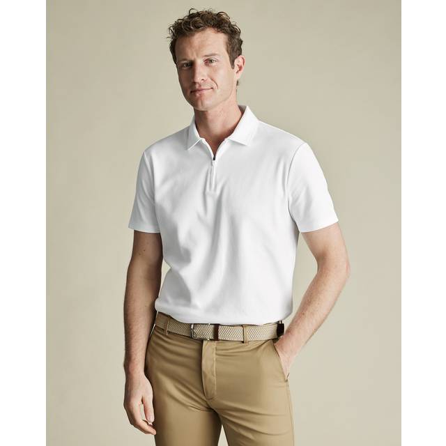 Charles Tyrwhitt Half Zip Cotton Blend Polo Shirt
