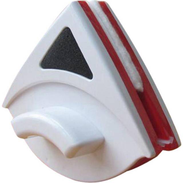 Double Sided Window Cleaner with ABS Plastic Shell Rubber Magnetic Glass Wiper for Home High Rise red