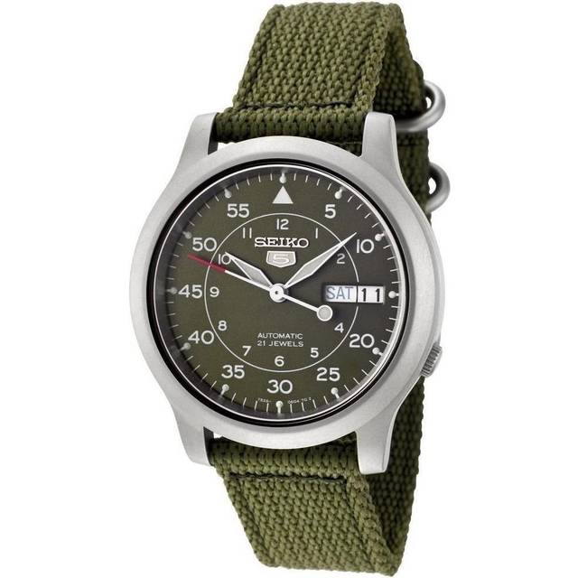 Men's SNK805 SEIKO 5 Automatic Stainless Steel Watch with Green Canvas