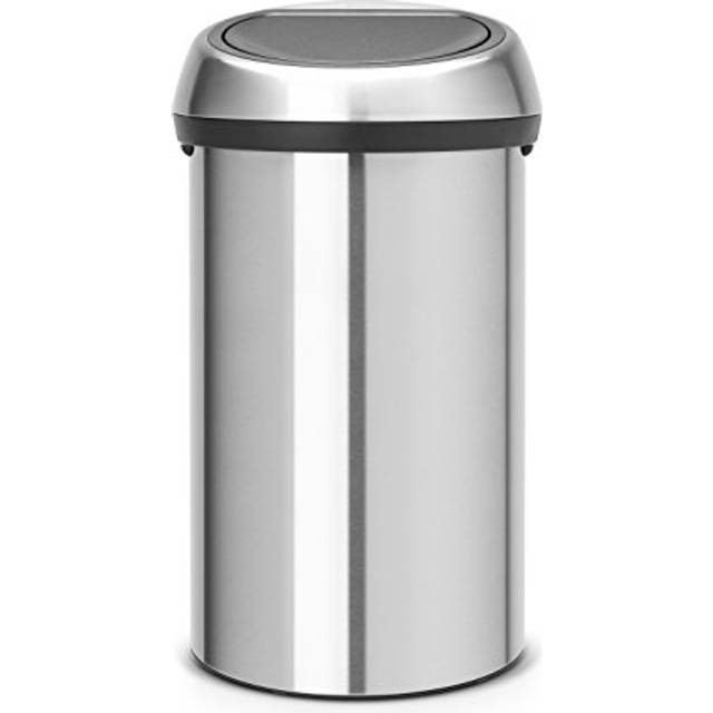 Brabantia 60 Litre Large Kitchen Touch Bin (Matt Steel) Removable Lid, Soft-Touch Open, Easy Clean Rubbish Food Waste Bin