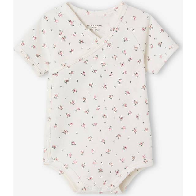 Short-sleeved grow-body with newborn opening ecru