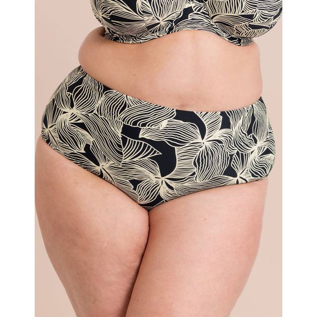 Curvy Kate Ripple Reef High Waist Bikini Bottoms, Black Print