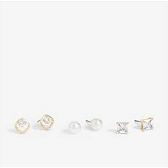 MOOD Mood Gold Pearl &amp; Crystal Core Stud Earrings - Pack Of 3