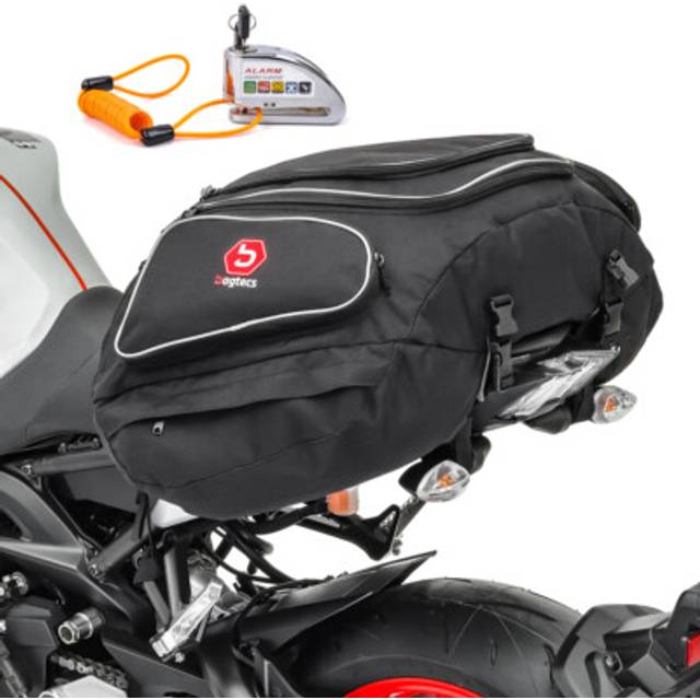 Set ST4 Hecktasche X50 und Alarm Bremsscheibenschloss passend für Suzuki GSX 1400 Bagtecs - schwarz-schwarz