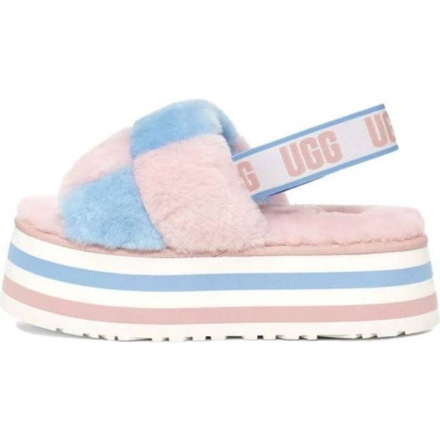 (WMNS) UGG Disco Checker Slide Thick Sole Pink Blue 1113490-PSTR - Pinkblue - 8