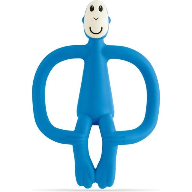 Matchstick Monkey, Original Teether & Gel Applicator, Antimicrobial Silicone Teething Toys for Baby, Easy Free, 3 Months Old+, 10.5 cm, Blue Monkey