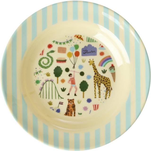 Barntallrik Djup - Fun Fair Print Mint Rice