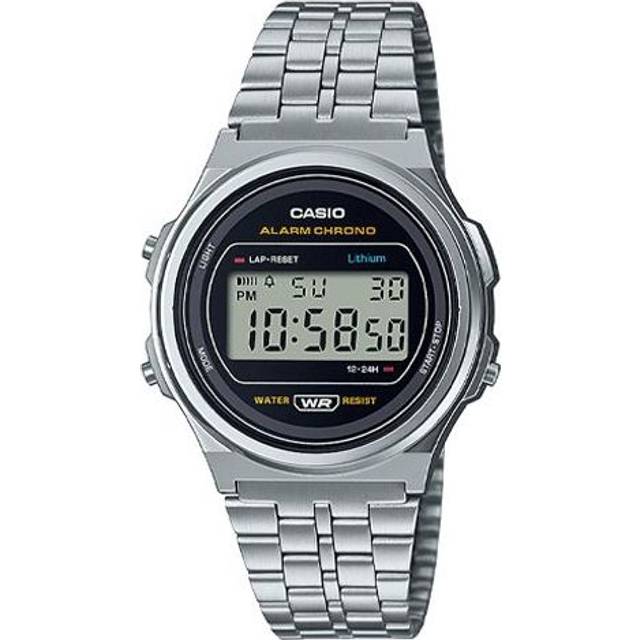 Casio Youth Digital Watch 'Silver Black' A171WE-1AEF - Free