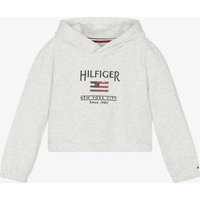 Tommy Hilfiger Girls Sequin Flag Hoodie - Grey, Grey, Size Age: 6 Years - age: 6 YEARS
