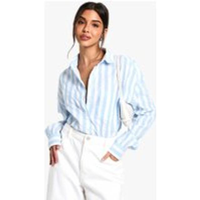Womens Striped Oversized Shirt - Blue - 10