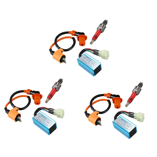 3X Racing Ignition Coil+Spark Plug+CDI Box for GY6 50Cc-150Cc 4-Stroke Engines ATV