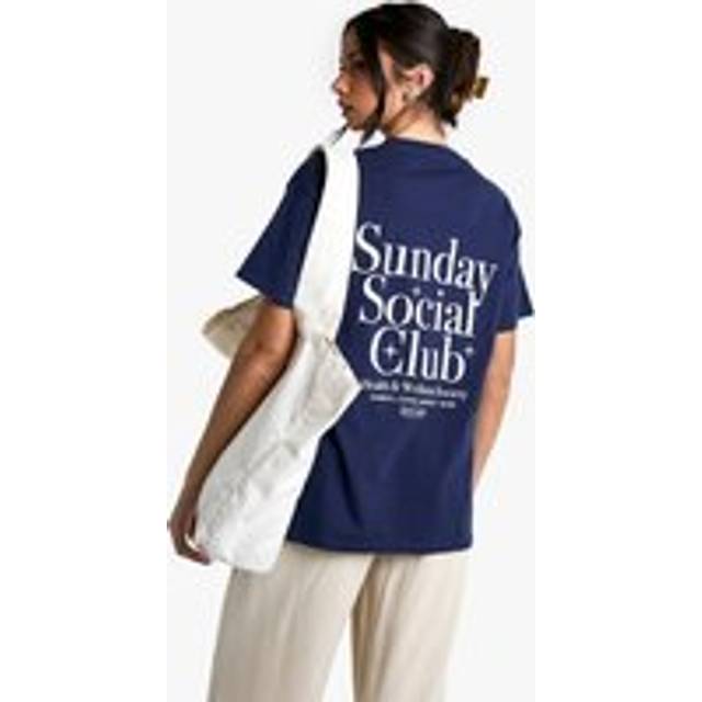 Womens Sunday Club Oversized T-shirt - Navy