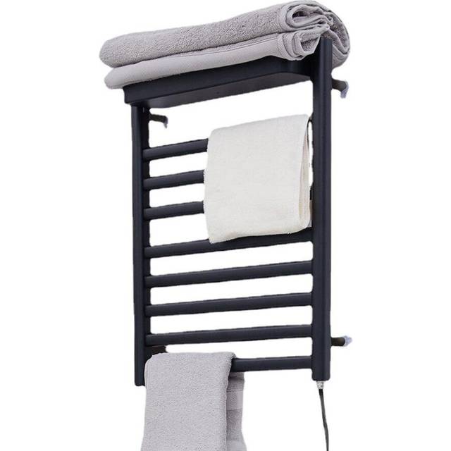 (Black) Towel Warmer 50 Physical Sterilization Clothes Dryer Large Area Hanging Space Waterproof Punch-free Installation 220V 75W