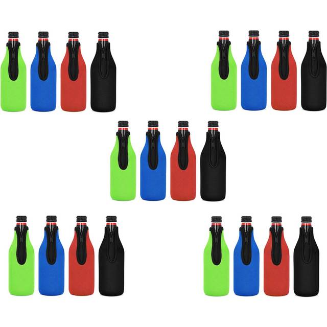 20 Pack Beer Bottle Insulator Sleeve Keep Drink Cold,Zip-Up Bottle Jackets,Beer Bottle Cooler Sleeves,Neoprene Cover