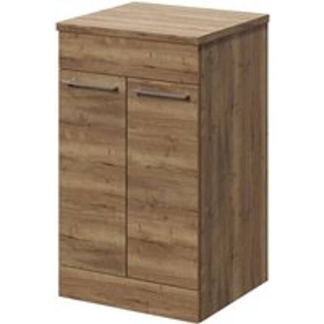 Napoli Floor Standing Vanity Unit for Countertop Basins with 2 Door and Chrome Handles | Tobacco Oak | MDF | 500mm