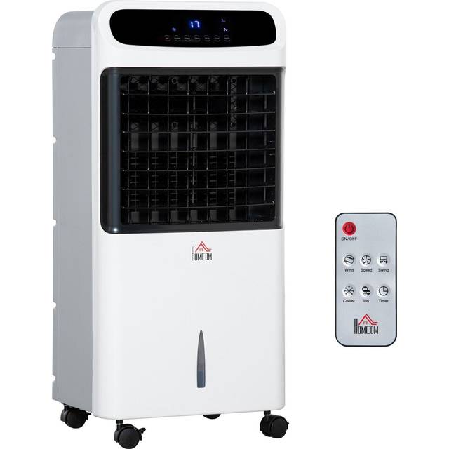 HOMCOM Mobile Air Cooler, Evaporative Ice Cooling Fan Humidifier Unit