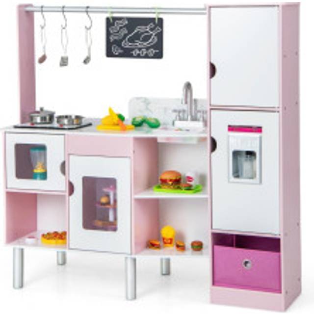 2 i 1 barnkök & butik med ljus & ljud & 82 tillbehör & bräde & glassmaskin lekkök