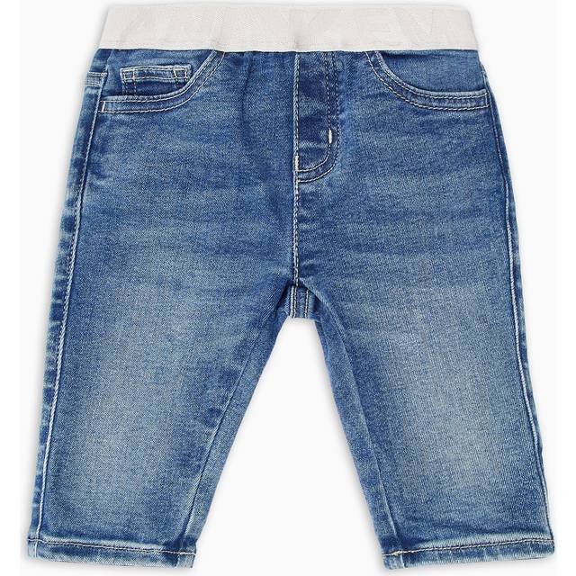 Denim jeans with elasticated logo waistband