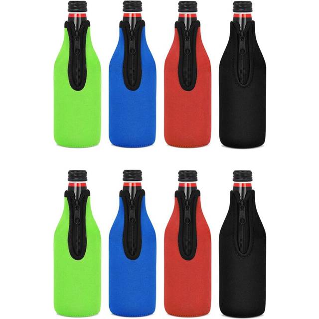 8 Pack Beer Bottle Insulator Sleeve Keep Drink Cold,Zip-Up Bottle Jackets,Beer Bottle Cooler Sleeves,Neoprene Cover