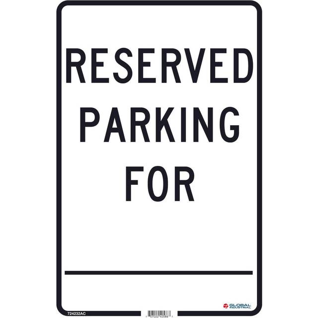 Global Industrial B2332472 Reserved Parking Sign for 0.080 Aluminum - 18 x 12 in.