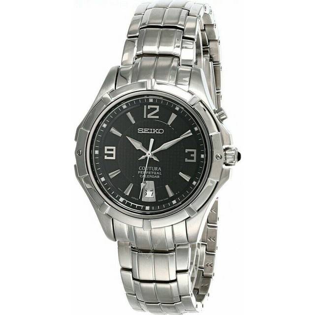 SEIKO Coutura Perpetual 41MM Black Dial SS Men's Watch SNQ123 - 41 mm