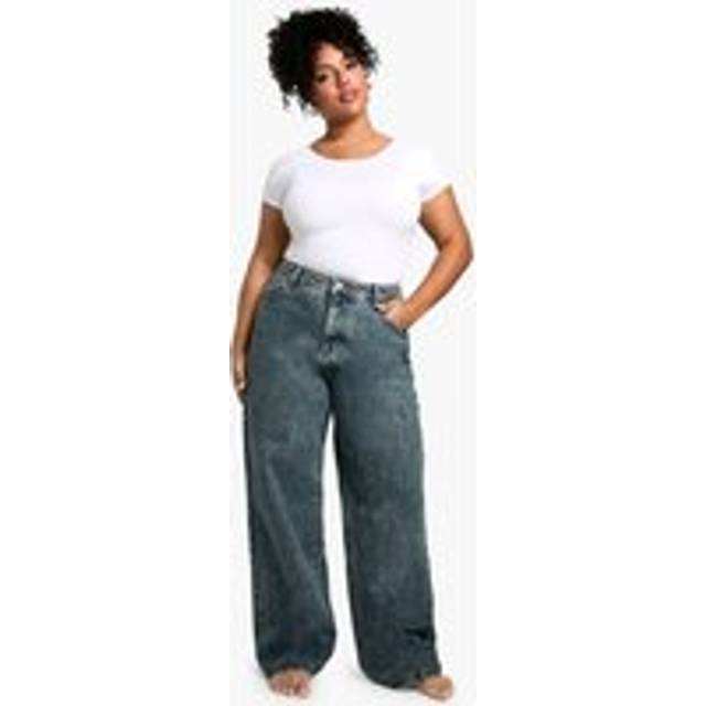Womens Boohoo Basics Plus High Waisted Boyfriend Jeans - Vintage Wash - 18/32L