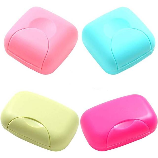 Candy coloured portable soap box (2 small + 2 large) for home and bathroom.