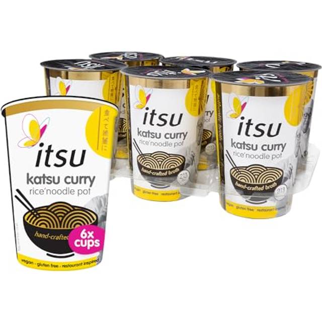 itsu Katsu Flavour Rice Noodles | Instant Noodle Cups | Pack of 6 | Authentic Japanese Flavour | Gluten-Free | Low-Calorie, Quick-to-Make Snack