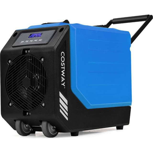 90L/Day Commercial Dehumidifier with Pump and 2 Wheels-Blue