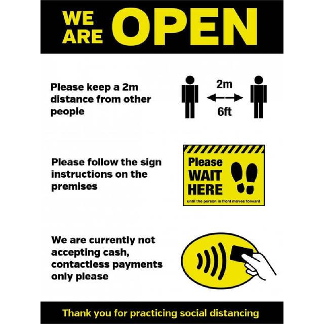 We Are Open Social Distancing Shop Guidance Poster A3