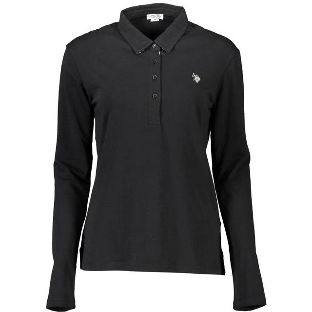 Black Cotton Women Polo Shirt - XL