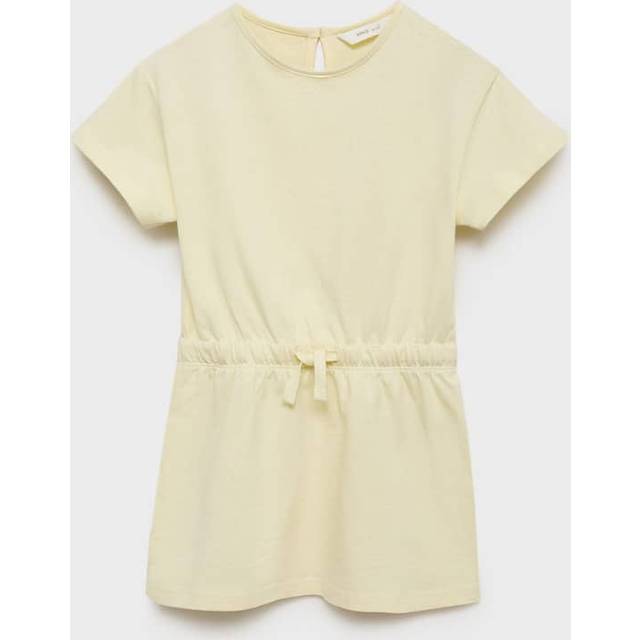 Mango Younger Girls Jersey Short Sleeve Dress - Light Yellow, Light Yellow, Size 4-5 Years - 4-5 YEARS