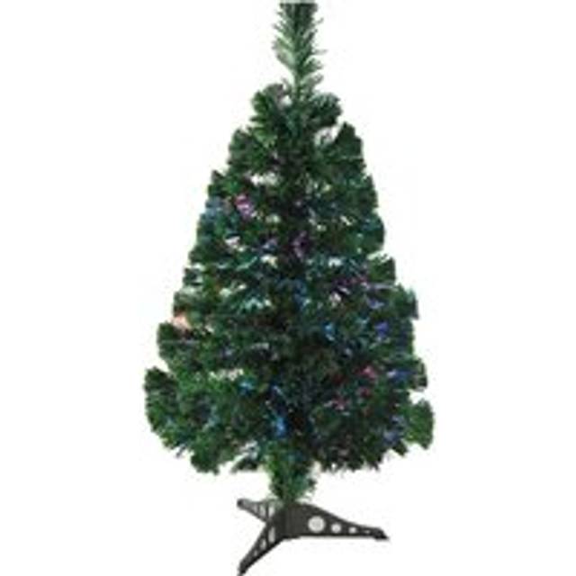 2FT Small Pre-Lit Fiber Optic Christmas Tree Artificial Spruce Tree Green