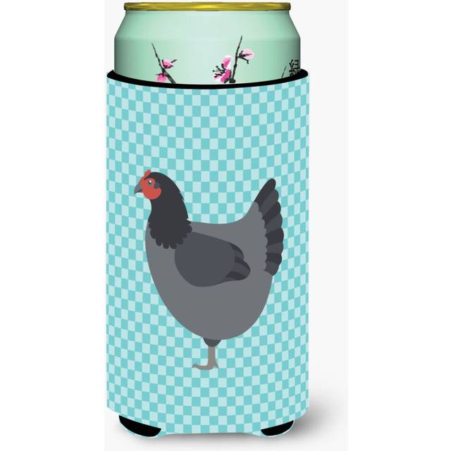 Caroline's Treasures Jersey Giant Chicken Blue Check Decorative Can Hugger  Tall Boy  Multicolor