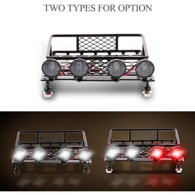 Roof Rack Luggage Carrier with Light Bar for 1/10 RC Crawler Axial SCX10 D90 110 Traxxas TRX-4